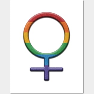 Rainbow Colored Round Lesbian Pride Female Gender Symbol Posters and Art